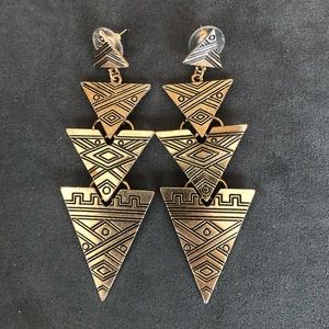 Copper Geometric Tribal Earrings